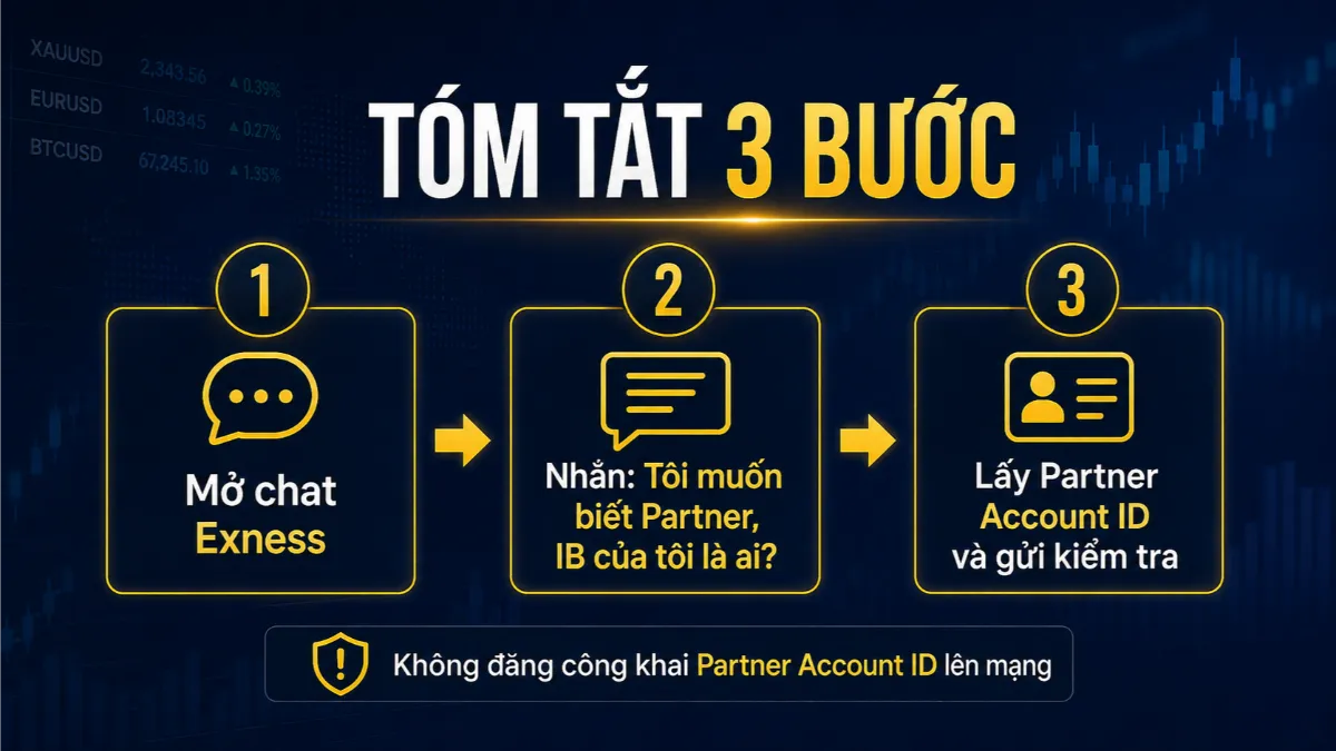 Tóm tắt 3 bước kiểm tra Partner Account ID Exness