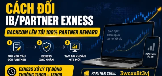 Cách đổi IB/Partner Exness để nhận Backcom lên tới 100% Partner Reward