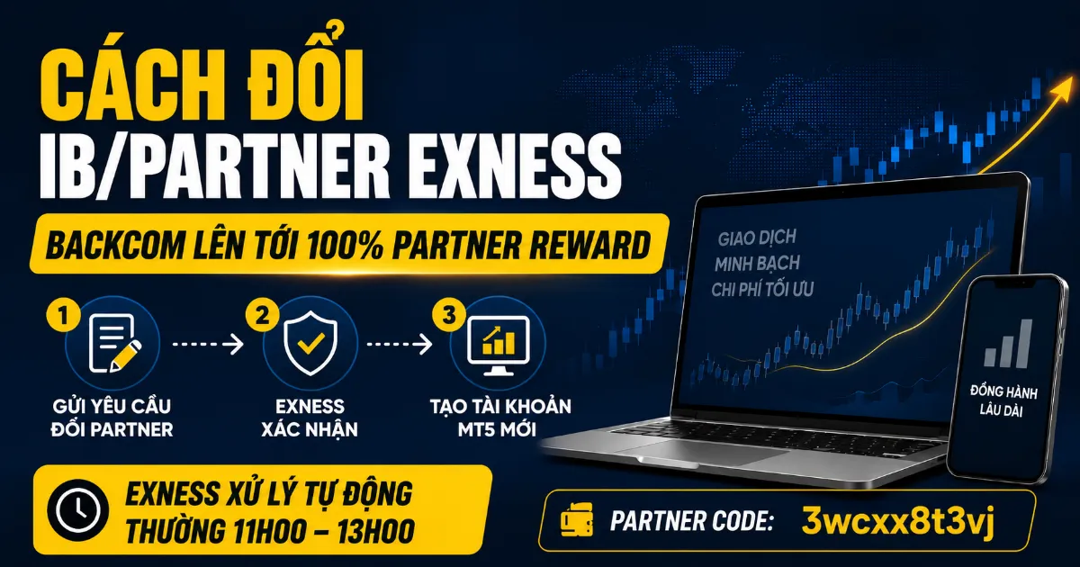 Cách đổi IB Partner Exness và tạo tài khoản MT5 mới để nhận Backcom theo điều kiện