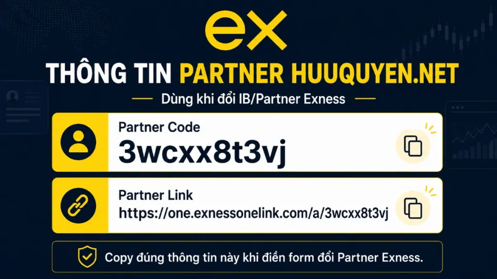 Thông tin Partner Huuquyen.net để đổi IB Exness